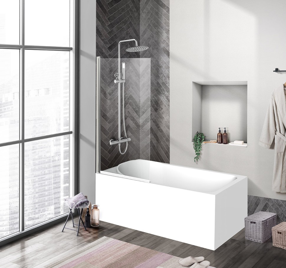 Душевая шторка на ванну BelBagno UNO-V-1-90/150-C-Cr