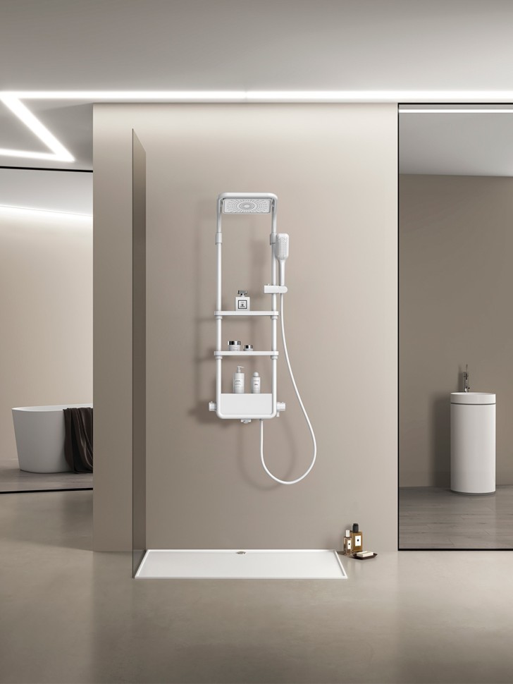 AQM 8003W Душевая система для душа с термостатом, Белый