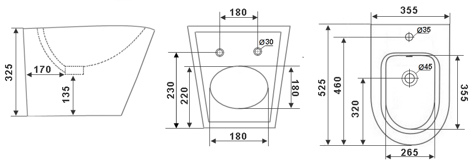 Биде подвесное TIMO INARI TK-504MB (522*355*325), шт