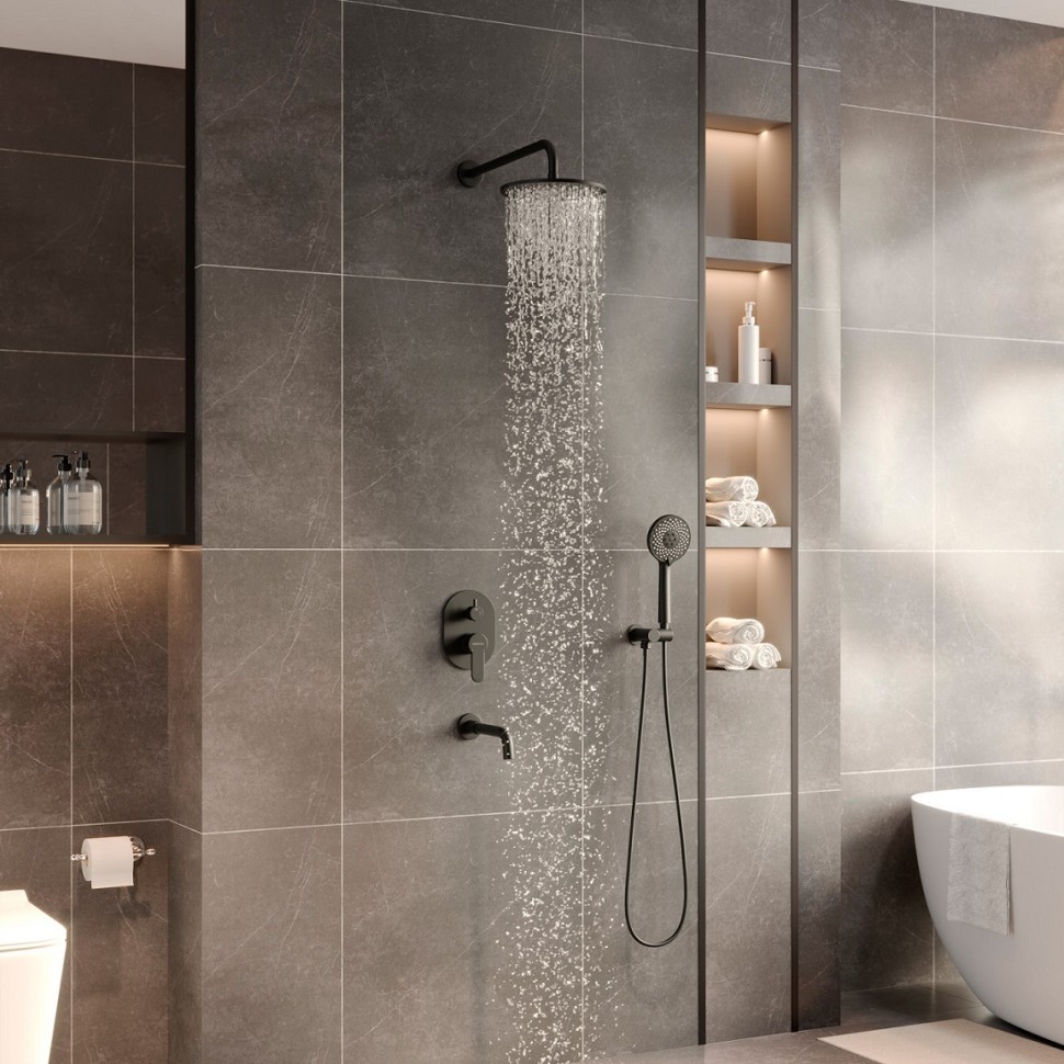 Душевой комплект BERGES NARDIS 3R BLACK, черный матовый