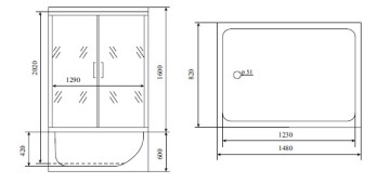 Timo Lux TL-1505 душевая кабина 148*82*220