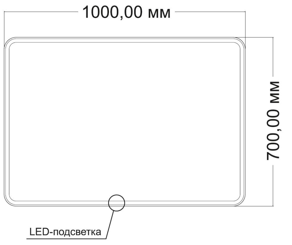 Зеркало LED VLM-3VC1007 1000х700 c сенсорным выключателем и диммером