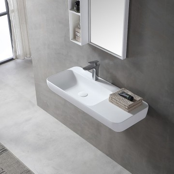 Раковина Солид Серфейс (Solid Surface) Vincea VWB-6S590MW, 900*400*120, подвесная, цвет белый матовый