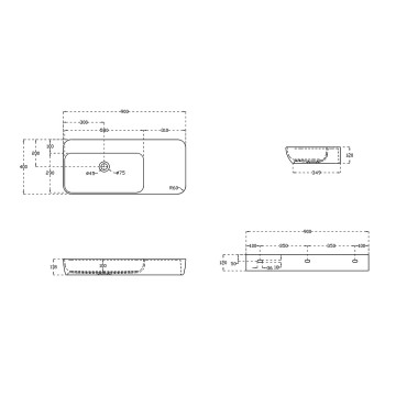 Раковина Солид Серфейс (Solid Surface) Vincea VWB-6S590MW, 900*400*120, подвесная, цвет белый матовый