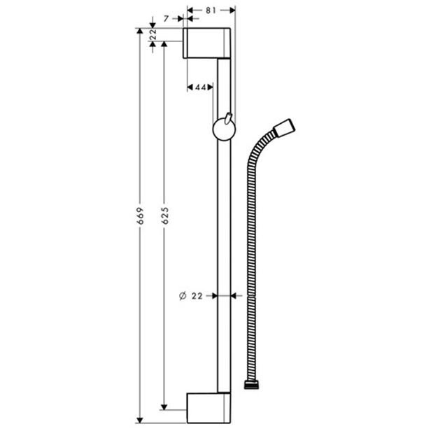 Штанга для душа Hansgrohe Crometta Uniса 66 см, цвет: хром 85 27615000