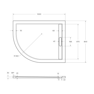 Поддон из искусственного мрамора CEZARES TRAY-AS-RH-100/80-30-W-R