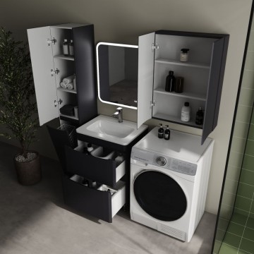 Тумба напольная STYLELINE "Бергамо мини 60" (2 ящ.) Люкс Плюс антискрейтч графит под раковину Каре Люкс МИНИ 600х350