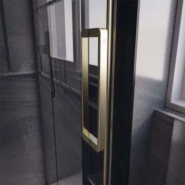 Душевая дверь Veconi Premium Trento PTD-40G, 1400х2000, брашированное золото, стекло прозрачное