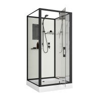 Душевая кабина Niagara Standart ST90/15Q/BL (90х90х215) квадрат,поддон 15см,распашная,проф.черный,3 места