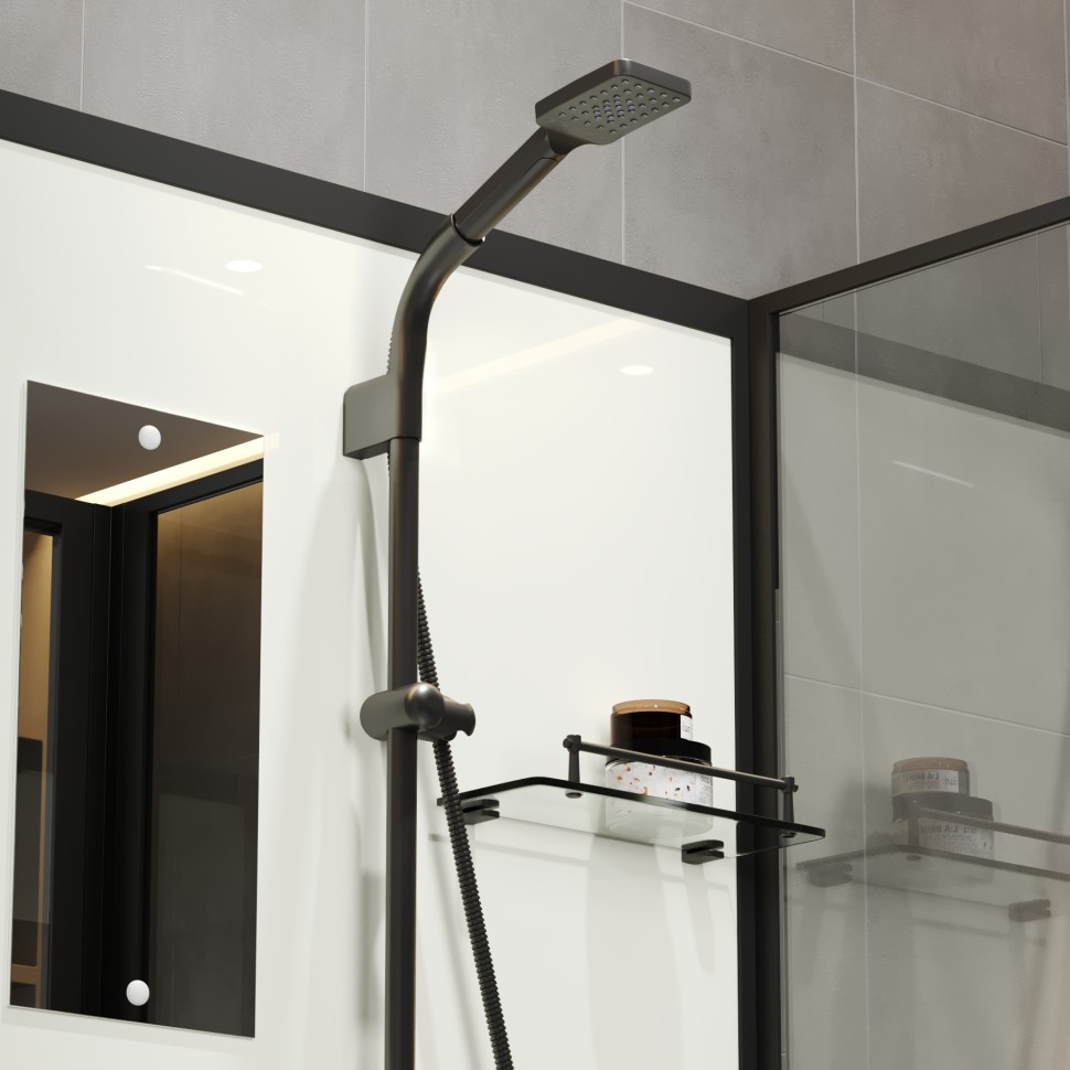 Душевая кабина Niagara Standart ST90/15Q/BL (90х90х215) квадрат,поддон 15см,распашная,проф.черный,3 места