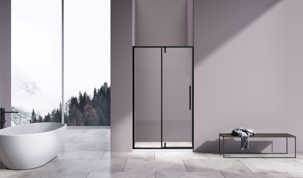 Душевая дверь Slim-N VDP-4SN120CLB, черный матовый, стекло прозрачное