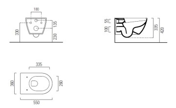 Унитаз подвесной безободковый GSI PURA 8815FR524 550 мм х 360 мм, с Swirlflush, с крепежом, цвет Матовый Blush (старый артикул 881524/ 8815FR224)