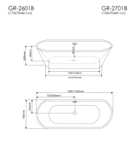 Ванна отдельностоящая Grossman Forta GR-2601B (170х70х60) цвет черный/белый,1 место