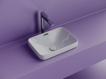 Раковина встраиваемая сверху CERAMICANOVA Element с отверстием слива - перелива прямоугольной формы 460x330x170 мм цвет белый арт. CN6078