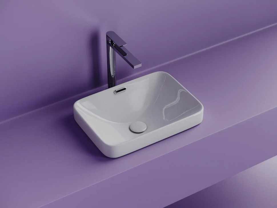 Раковина встраиваемая сверху CERAMICANOVA Element с отверстием слива - перелива прямоугольной формы 460x330x170 мм цвет белый арт. CN6078