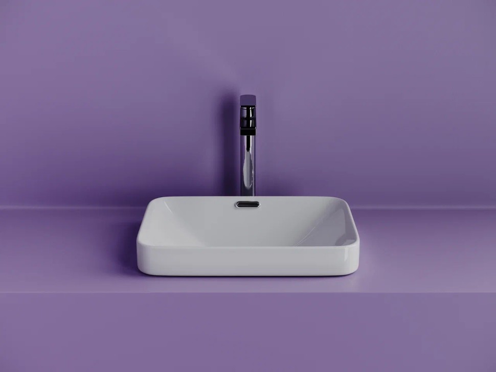 Раковина встраиваемая сверху CERAMICANOVA Element с отверстием слива - перелива прямоугольной формы 460x330x170 мм цвет белый арт. CN6078