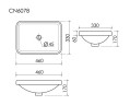 Раковина встраиваемая сверху CERAMICANOVA Element с отверстием слива - перелива прямоугольной формы 460x330x170 мм цвет белый арт. CN6078