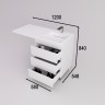 Тумба напольная STYLELINE "Даллас ЛЕОН 120" (3 ящ.) Люкс белая, PLUS с раковиной ESTETUS ЛЕОН 1200*549 правый
