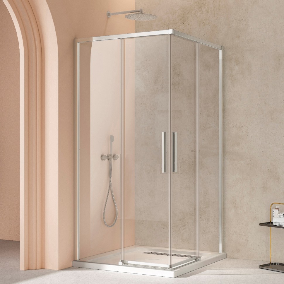 Душевой уголок Слим 8мм (Slim 8mm) VSS-4SL100CL, 1000*1000, хром, стекло прозрачное