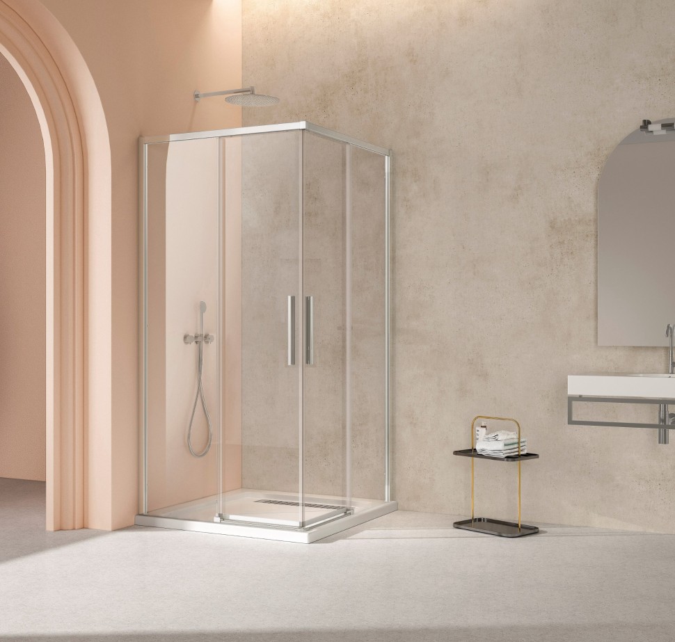 Душевой уголок Слим 8мм (Slim 8mm) VSS-4SL100CL, 1000*1000, хром, стекло прозрачное