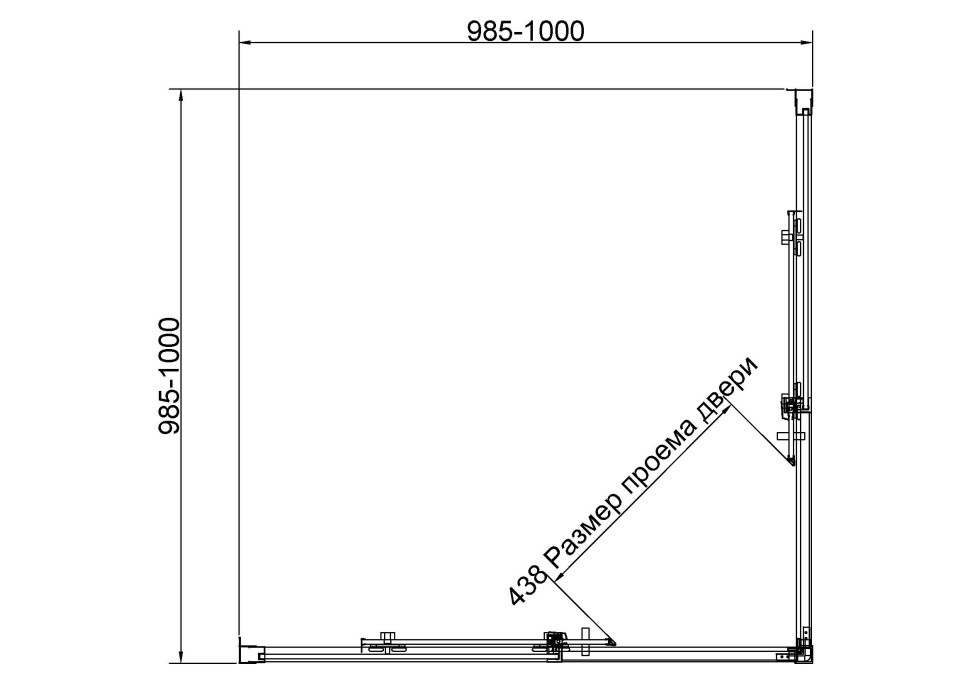 Душевой уголок Слим 8мм (Slim 8mm) VSS-4SL100CL, 1000*1000, хром, стекло прозрачное
