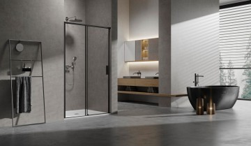Душевая дверь Слим (Slim) VDS-6SL110CLB, 1100, черный, стекло прозрачное