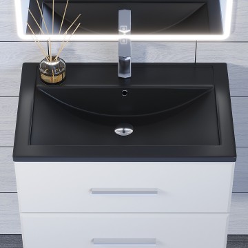 Раковина для ванной кварцевая Uperwood Foster Quartz 70х45,5х17,5 см, черная матовая, уголь