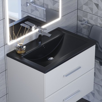 Раковина для ванной кварцевая Uperwood Foster Quartz 70х45,5х17,5 см, черная матовая, уголь