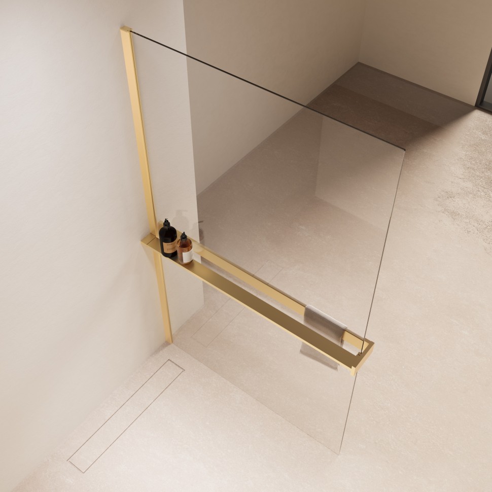 Душевая перегородка Walk-In VSW-1HR900CLG, 900*2000, матовый золотой, стекло прозрачное