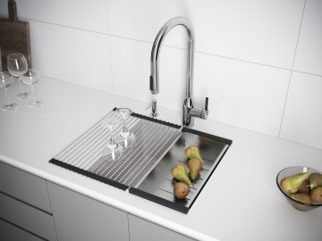 Мойка LUMI 45UNI-SKEW, IT-GRANIT, LU45SK-BLM, черный металлик, 455х440, Paulmark