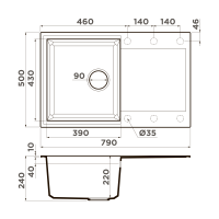 Кухонная мойка Omoikiri Sakaime 79-GR Tetogranit/leningrad grey