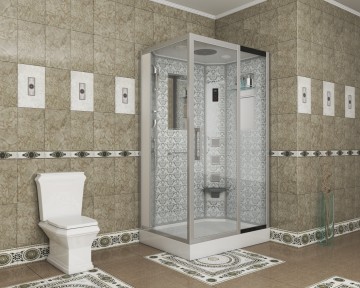 Душевая кабина Niagara Luxe NG-7711WR (90x120х215) низкий поддон(15см),дверь раздвижная,стенки серебро,6 мест
