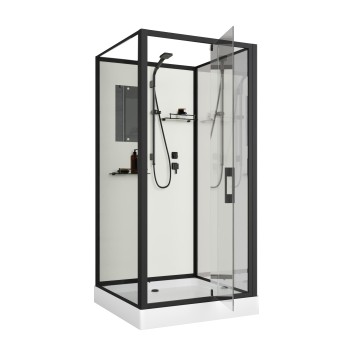Душевая кабина Niagara Standart ST90/15Q/BL/BK (90х90х200) квадрат,поддон 15см,распашная,проф.черный,без крыши,3 места
