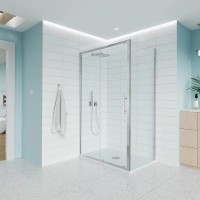 Боковая панель Evo SP CH, 800x1951, Хром, прозрачное стекло