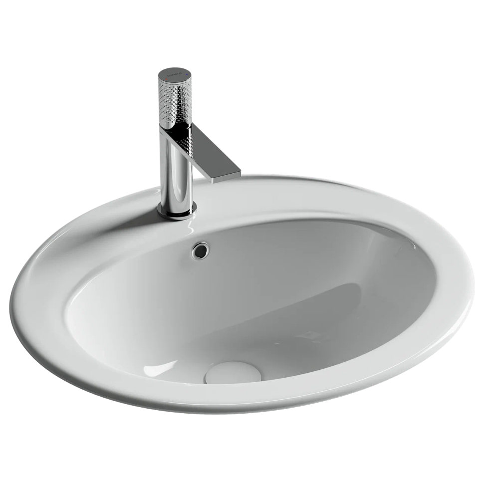 Раковина встраиваемая сверху CERAMICANOVA Sun с отверстием слива - перелива овальной формы 565x495x200 мм цвет белый арт. CN6079