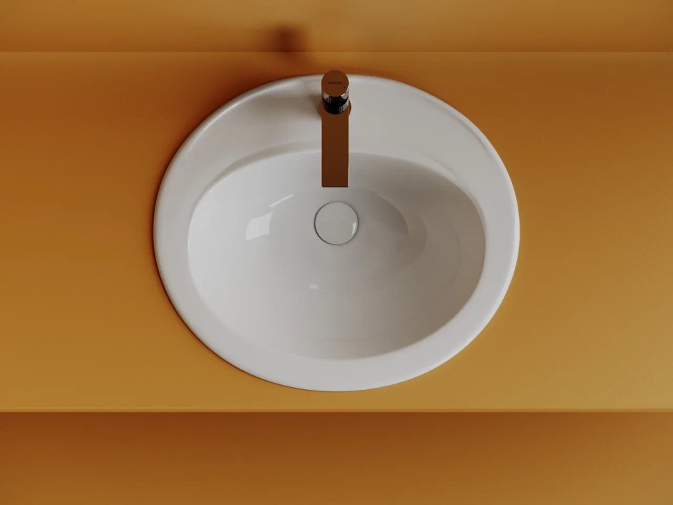 Раковина встраиваемая сверху CERAMICANOVA Sun с отверстием слива - перелива овальной формы 565x495x200 мм цвет белый арт. CN6079