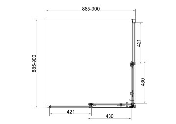 Душевой уголок Слим 8мм (Slim 8mm) VSS-4SL900CLB, 900*900, черный матовый, стекло прозрачное