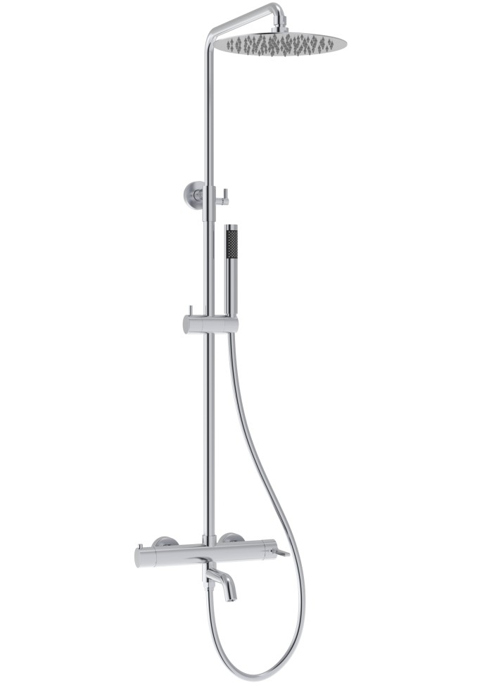 Душевая стойка Villa VSFS-1VL1CH с изливом, 25см верх. душ из нерж. стали, хром