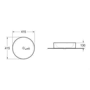 Раковина керамическая Vincea VBS-104, 415*415*130, накладная, цвет белый