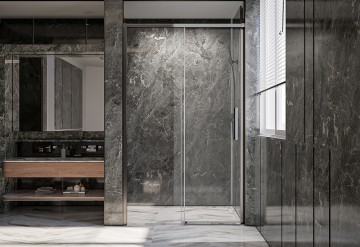 Душевая дверь Veconi Premium Trento PTD-40GR, 1200х2000, брашированный графит, стекло прозрачное