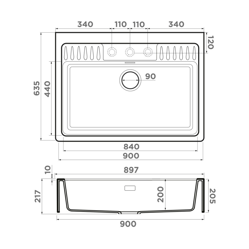 Кухонная мойка Omoikiri Kinokawa 90-GR Artceramic/leningrad grey