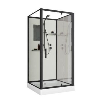 Душевая кабина Niagara Standart ST100/15Q/BL (100х100х215) квадрат,поддон 15см,распашная,проф.черный,3 места