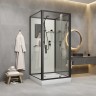 Душевая кабина Niagara Standart ST100/15Q/BL (100х100х215) квадрат,поддон 15см,распашная,проф.черный,3 места