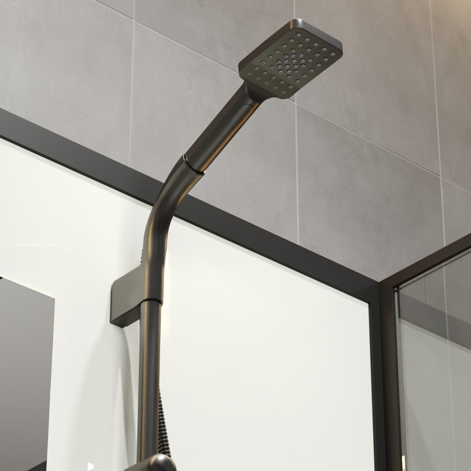 Душевая кабина Niagara Standart ST100/15Q/BL (100х100х215) квадрат,поддон 15см,распашная,проф.черный,3 места