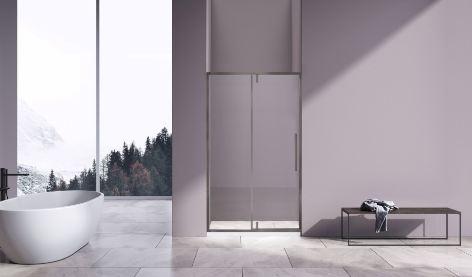 Душевая дверь Slim-N VDP-4SN120CLGM, вороненая сталь, стекло прозрачное