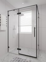 Боковая панель Veconi Premium Alassio SP B, 1000x2000, черный матовый, стекло прозрачное осветленное