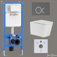 Комплект 3в1 IBERICA BLANCA инсталляция SILENCIO, унитаз TOLEDO ALTO белый, кнопка смыва ESTI-O серый матовый (IB001.TLA.231.827)