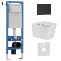 Комплект 3в1 IBERICA BLANCA инсталляция SILENCIO MINI, унитаз TOLEDO ALTO белый, кнопка смыва INOX-R черный матовый (IB.001M.TLA.234.1504)