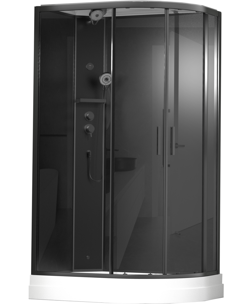 Timo Premium ILMA Black 902 L душевая кабина с крышей, хамам и стульчиком 120*80*222