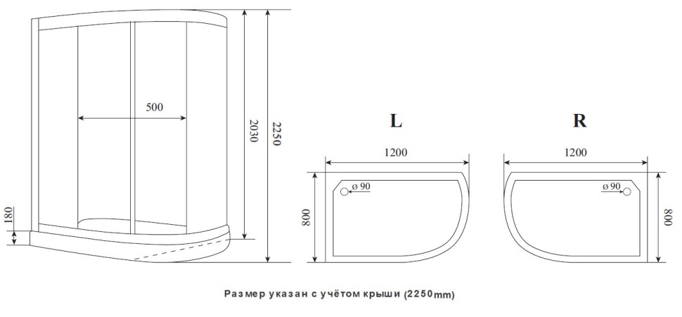 Timo Premium ILMA Black 902 L душевая кабина с крышей, хамам и стульчиком 120*80*222